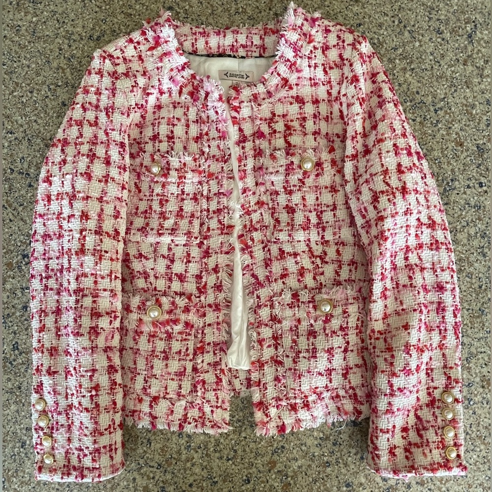 Nanette Lepore Vibrant Pink Textured Jacket